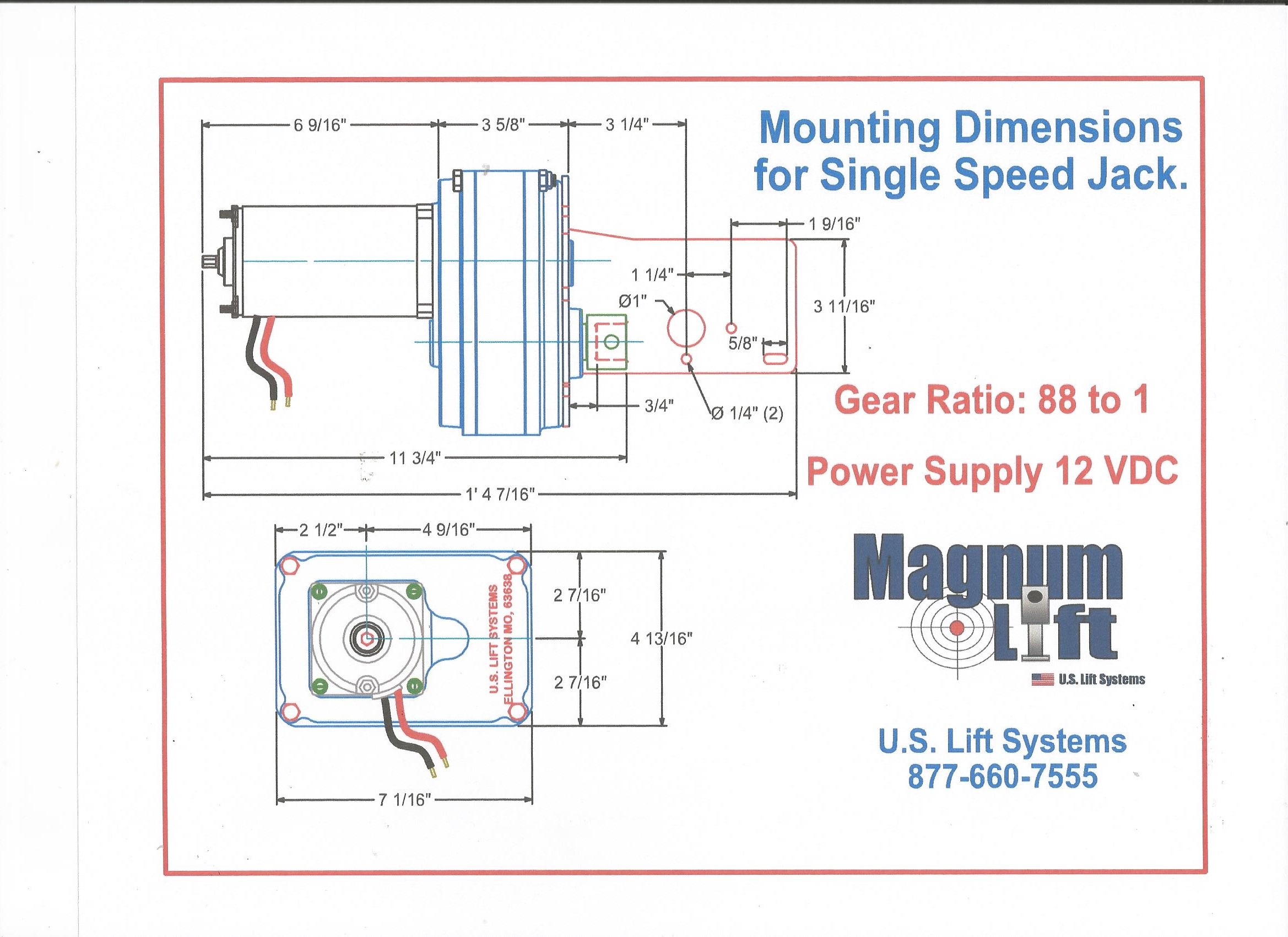 Single Speed Mounting Dimensions